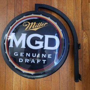 Miller MGD Genuine Draft Round Pub Bar Sign No Light Wall Mount Fallon USA